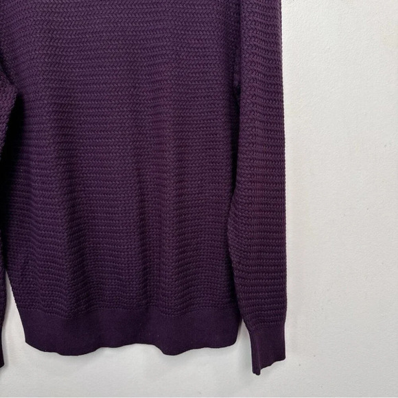 Ben  Sherman Mens Large Crew Neck Textured Cotton Purple Pullover - Picture 5 of 14